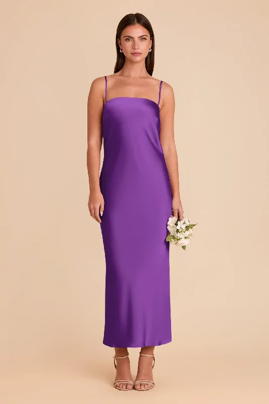 Maternity dress for a baby's first bus ride Isla Matte Satin Dress - Amethyst