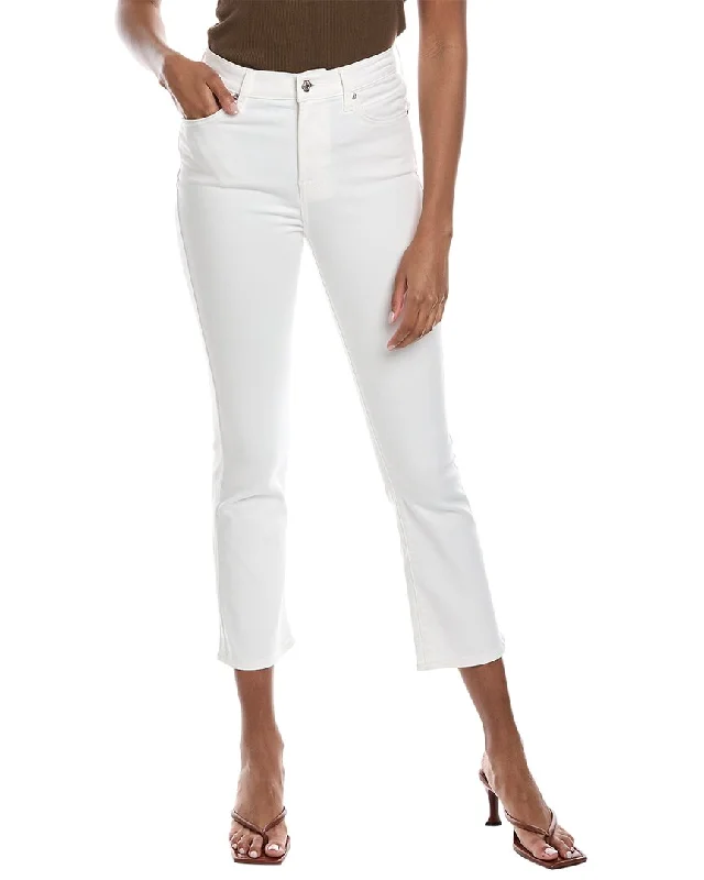 Plus Size Women's Embroidered Tight Trousers in White for a Feminine and Elegant Style7 For All Mankind White High-Waist Slim Kick Jean