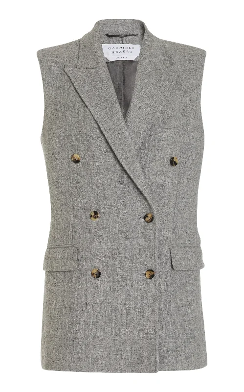 Plus Size Women's Cropped Velvet Blazers in Burgundy for a Night OutMayte Vest in Light Grey Melange Cashmere Linen