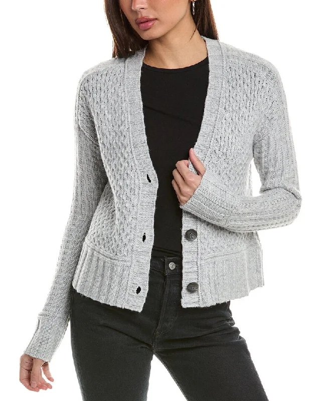 long length women cardigan with side slitsHannah Rose Honeycomb Knit Wool & Cashmere-Blend Cardigan