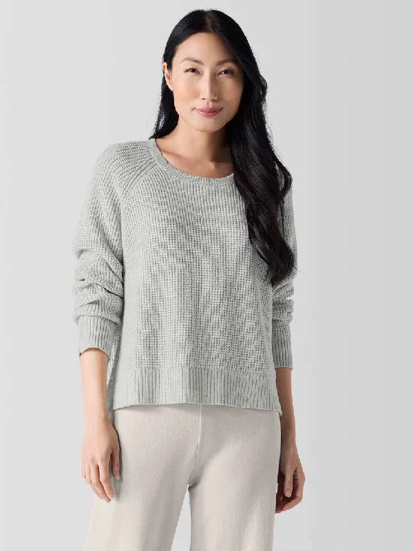Short Sleeve Women's Cotton Blend Sweaters in Pastel ColorsRaglan Sweater in Sea Salt