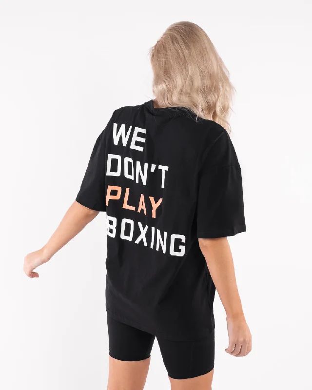 Plus Size Women T Shirt for a Comfortable and Flattering FitWe Don't Play Boxing Oversized T-Shirt - Black Plus Size Women T Shirt for a Comfortable and Flattering FitWe Don't Play Boxing Oversized T-Shirt - Black