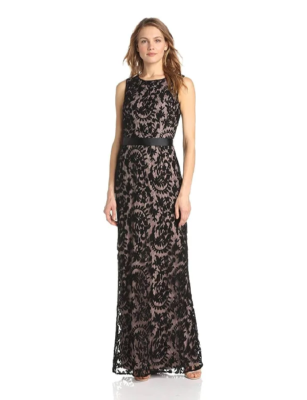 Asymmetric - hem wedding guest dresses in metallic huesAdrianna Papell AP081883180 Long Formal Sleeveless Lace Dress