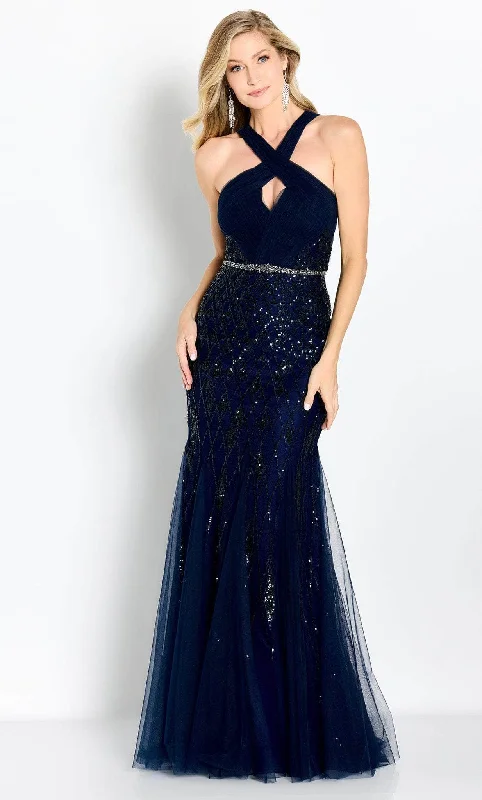 One - shoulder wedding guest dresses with beaded detailsCameron Blake CB759 - Bow Cutout Evening Gown