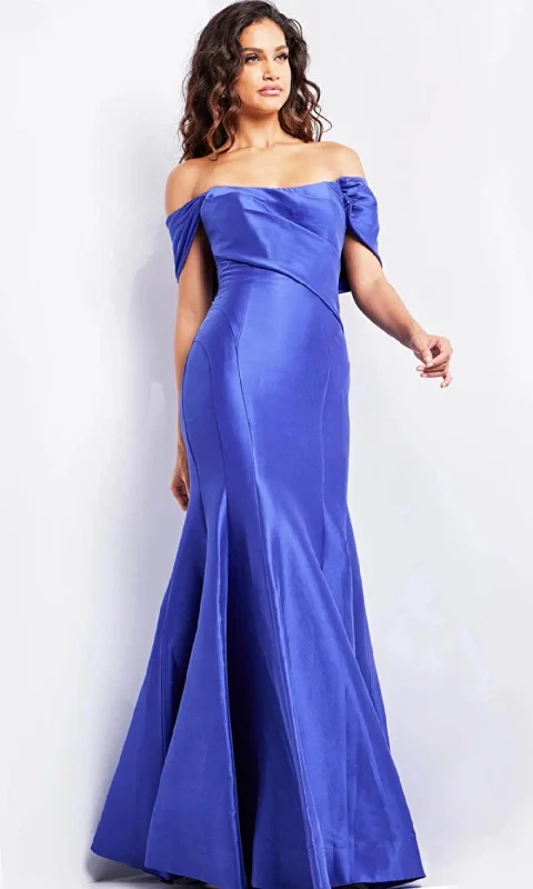 Wedding guest dresses with empire waists and tulle skirtsJovani 24283 - Off Shoulder Mermaid Dress