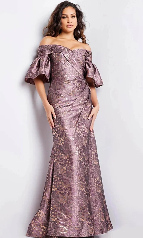 Halter - neck wedding guest dresses with beaded strapsJovani 26258 - Bell Sleeve Ruched Evening Gown