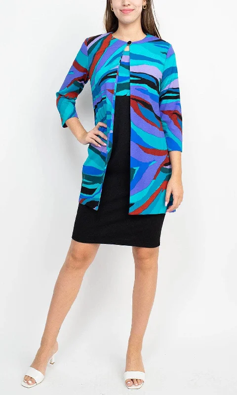 Mini cocktail dresses with a tiered ruffled skirt and a scoop neckDanny & Nicole 27141M - Sleeveless With Jacket Dress
