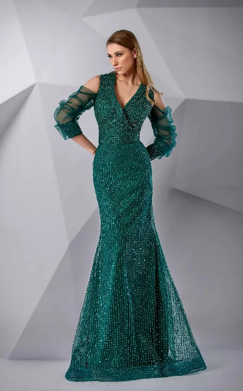 Prom dresses with gathered skirts and crystal - encrusted belts for a luxurious promModessa Couture M20221 Dress