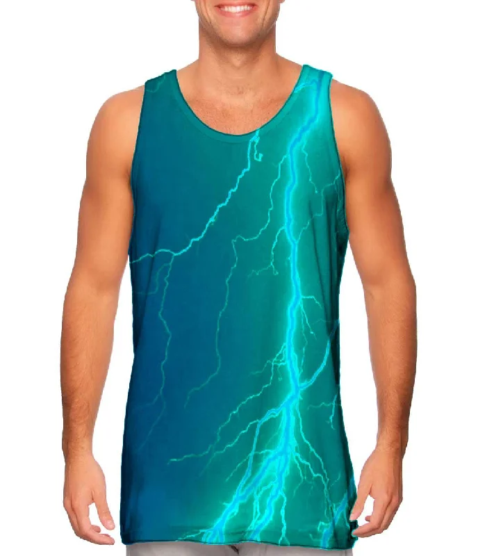 Women's Cropped Tank Tops with Vintage Band LogosLightning Storm Blue Turqouise