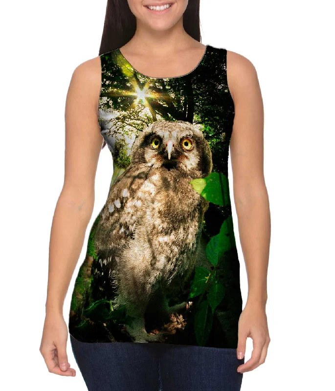 Plus Size Women's Criss - Cross Back Tank Tops in Neon ColorsLone Babe Owl