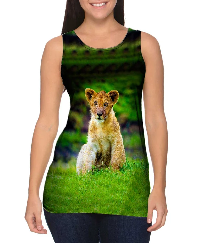 Women's Cropped Tank Tops with Vintage Band LogosLong Day Lion Cub