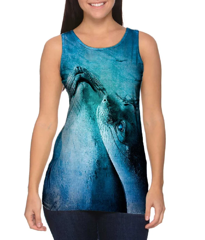 Plus Size Women's Puff - Sleeve Tank Tops in Pastel HuesLove Couple Seal