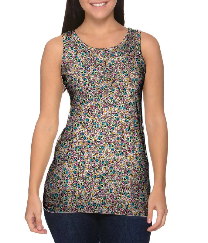 Halter Neck Women's Modal Blend Tank Tops for ComfortMexican Skull