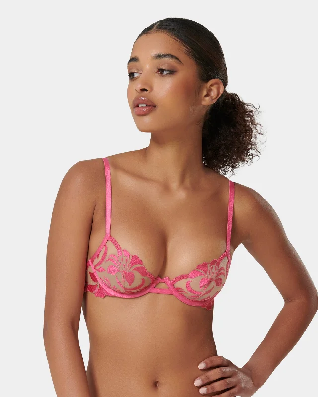 Neon Bodysuits to Stand Out at PartiesLeonora Wired Bra Fuchsia Pink/Sheer