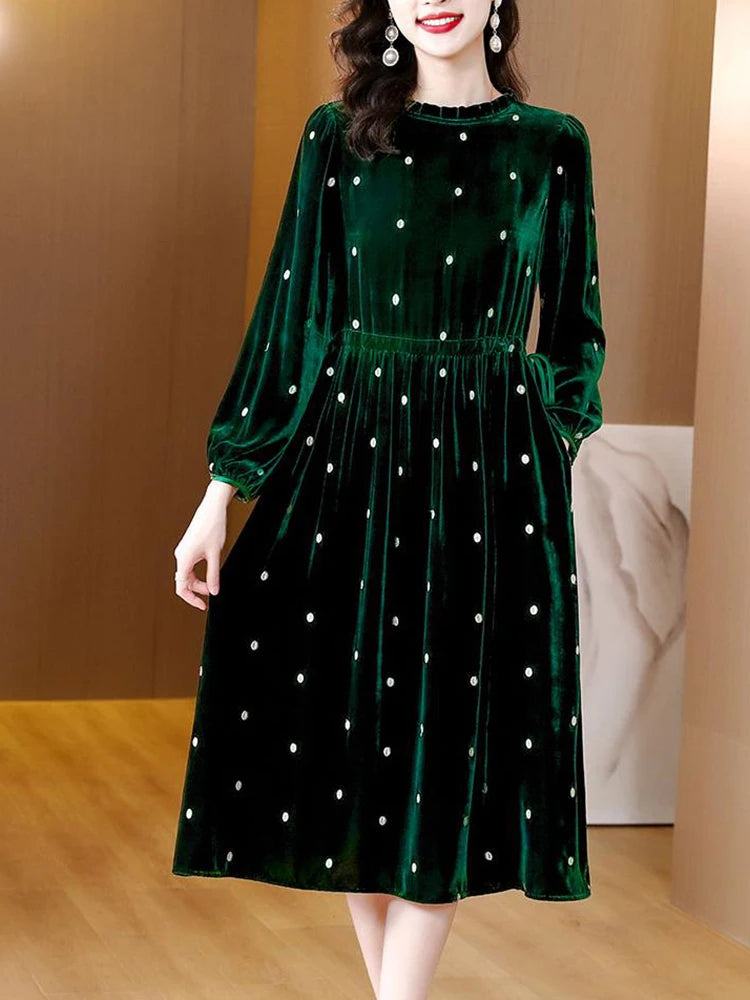 Mesh Bodysuits for a Bold and Edgy Fashion StatementPolka Dot Ruffled Neck Velvet Midi Dress Mesh Bodysuits for a Bold and Edgy Fashion StatementPolka Dot Ruffled Neck Velvet Midi Dress